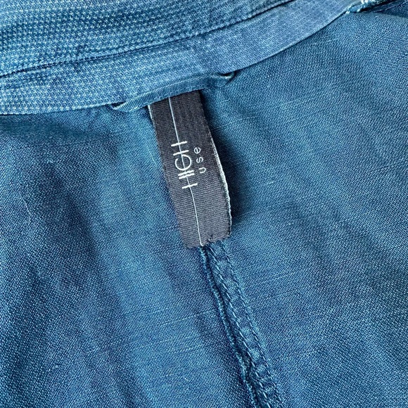 HIGH Women's Blue Cotton Linen Notch Lapel Blazer Jacket, Size US 8 - Picture 15 of 15